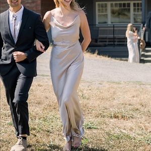 Long champagne cowl neck dress